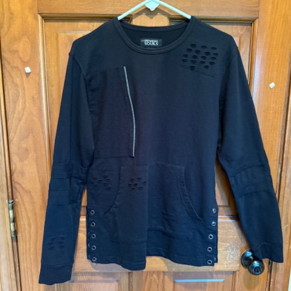 7even Souls Mens Sweatshirt, 2017, Large, Distressed, David Rose Vibes